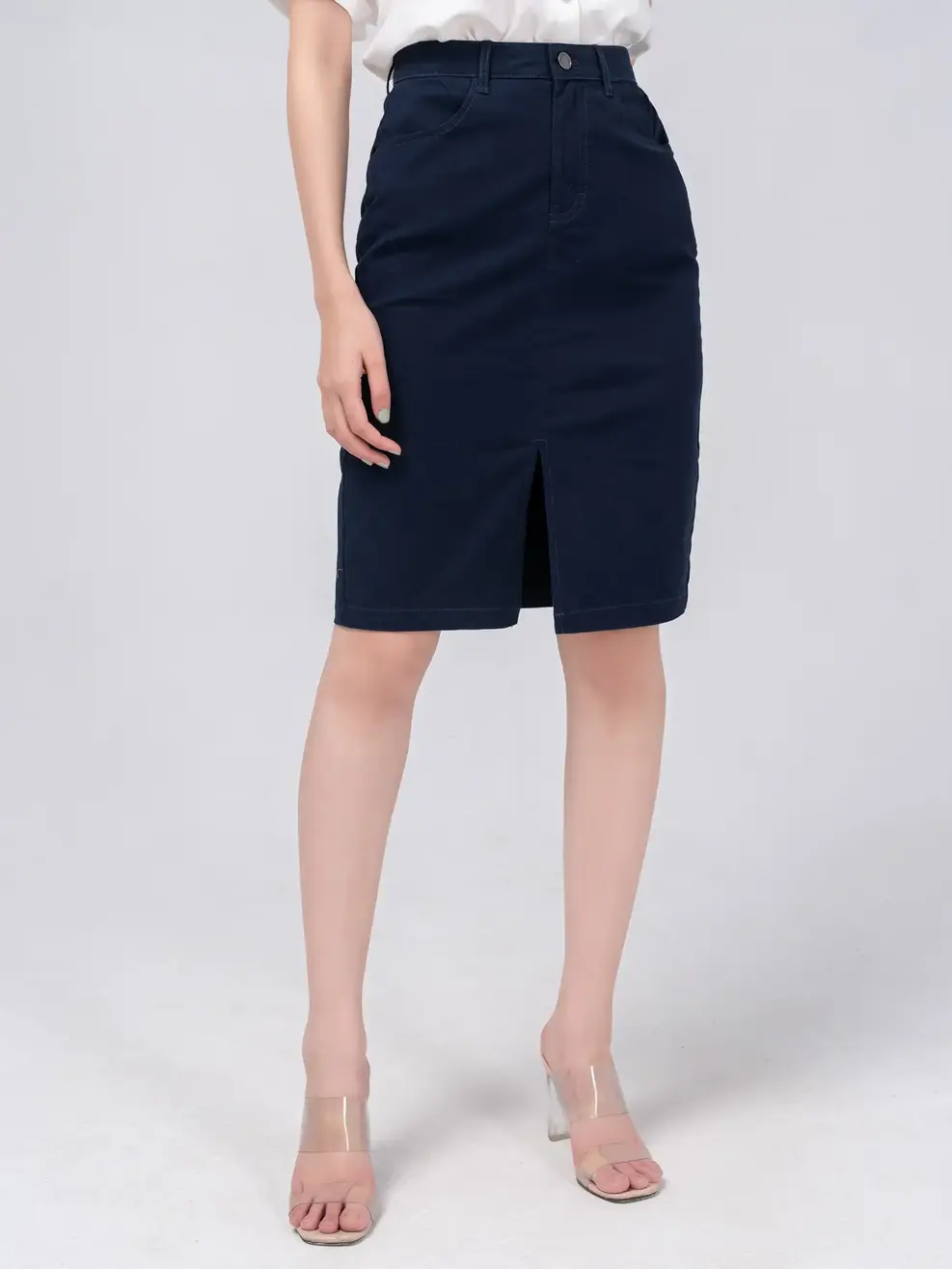 Chân ôm dài khaki xẻ - Tím than - 28