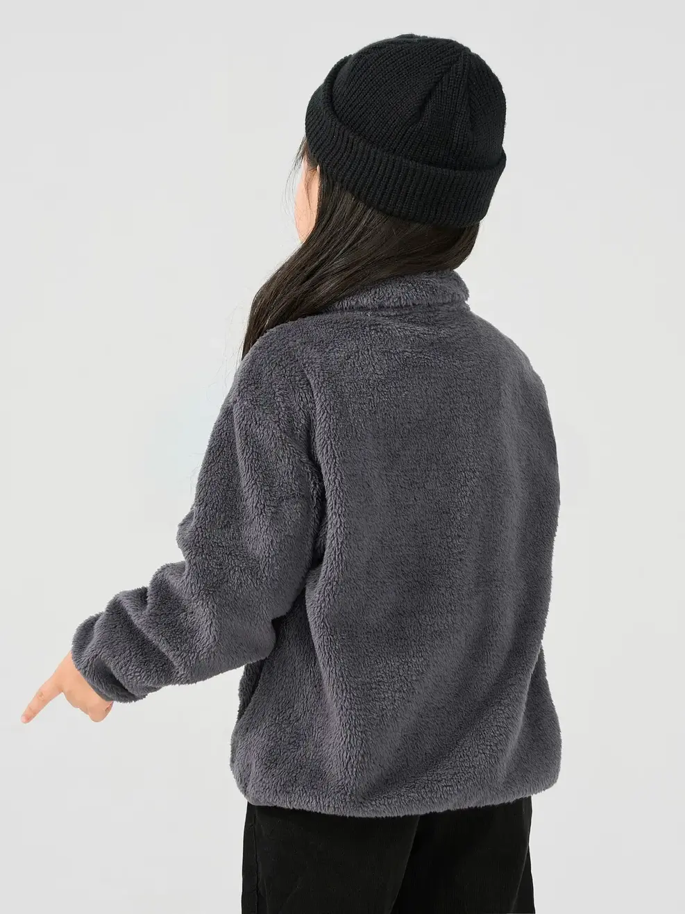 Áo Khoác Kid Giả Lông Cừu Cổ Cao - Ghi - 4-5