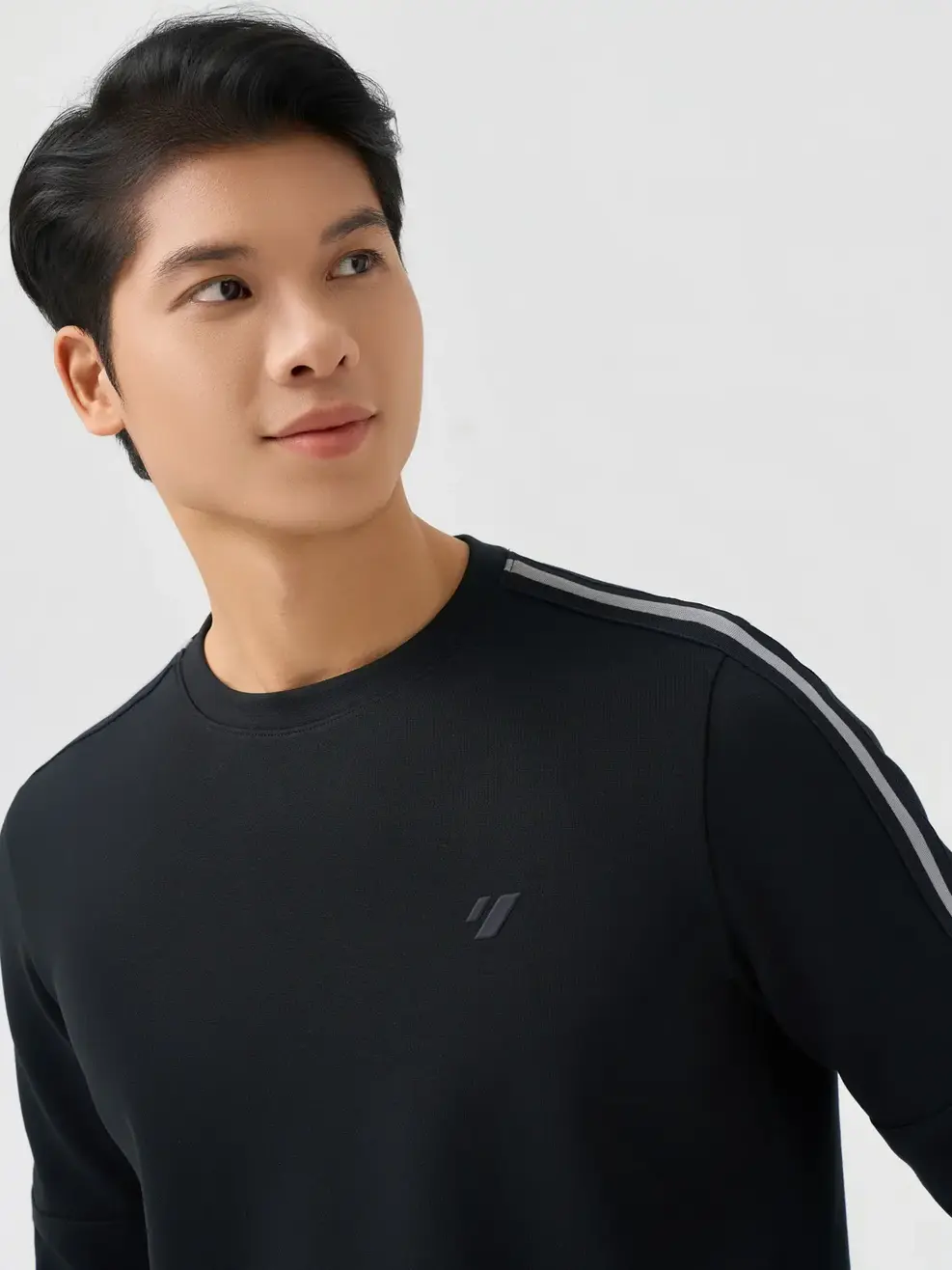 Bộ Đồ Nỉ Thể Thao Cổ Tròn Dây Dệt - ĐEN 002 - M