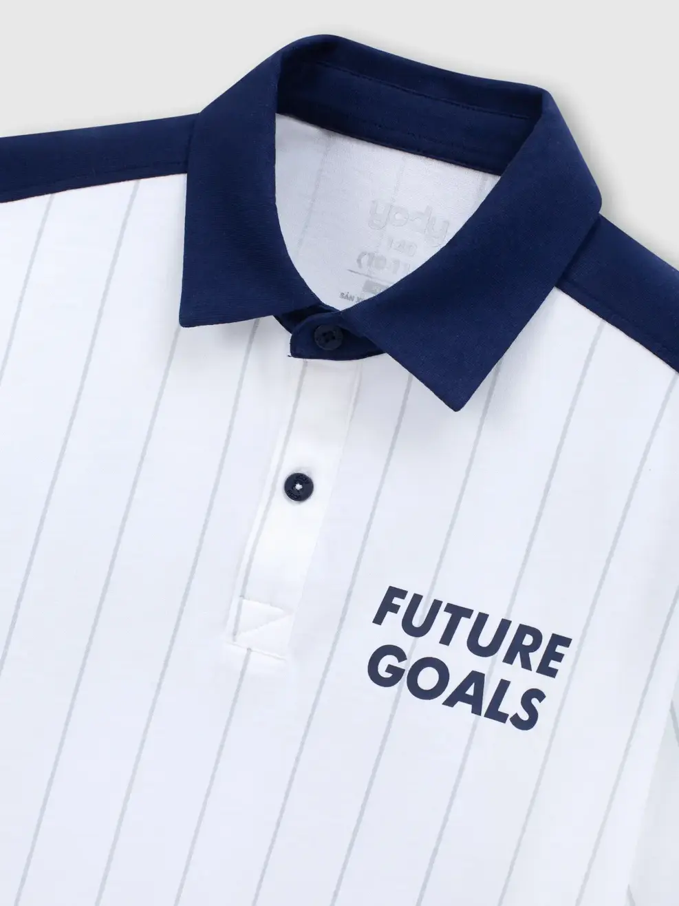 Áo Polo Kid Future Goals - Kẻ Trắng 067 - 140