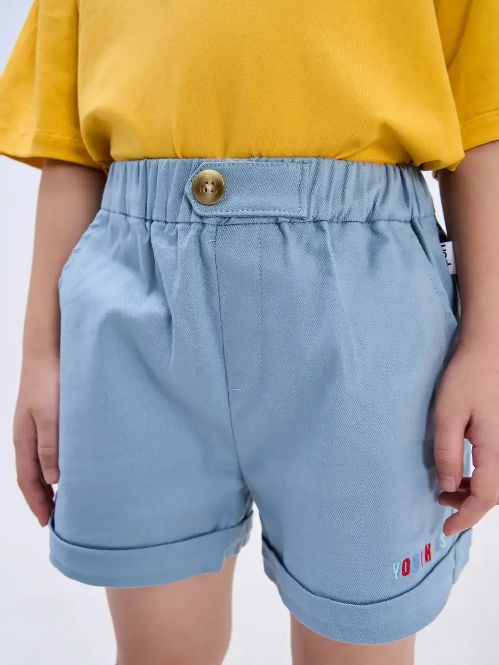 Quần sooc kaki kid thêu ống - Xanh - 6