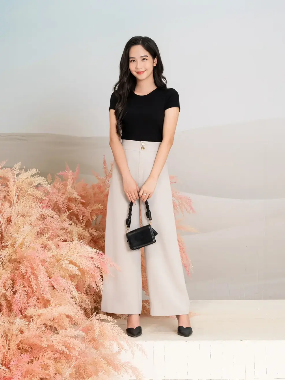 Áo thun rib cổ viền - Đen - L