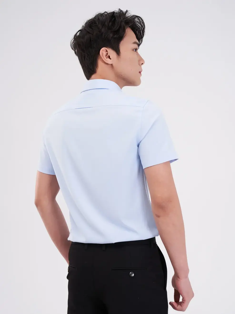 Sơ mi nano cộc tay quốc dân - Xanh nhạt - M