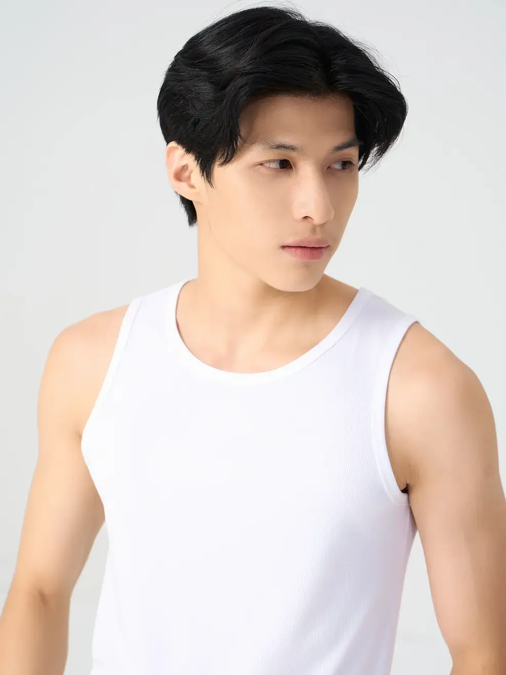 Ba Lỗ Nam Rib Cổ Tròn - Trắng - M