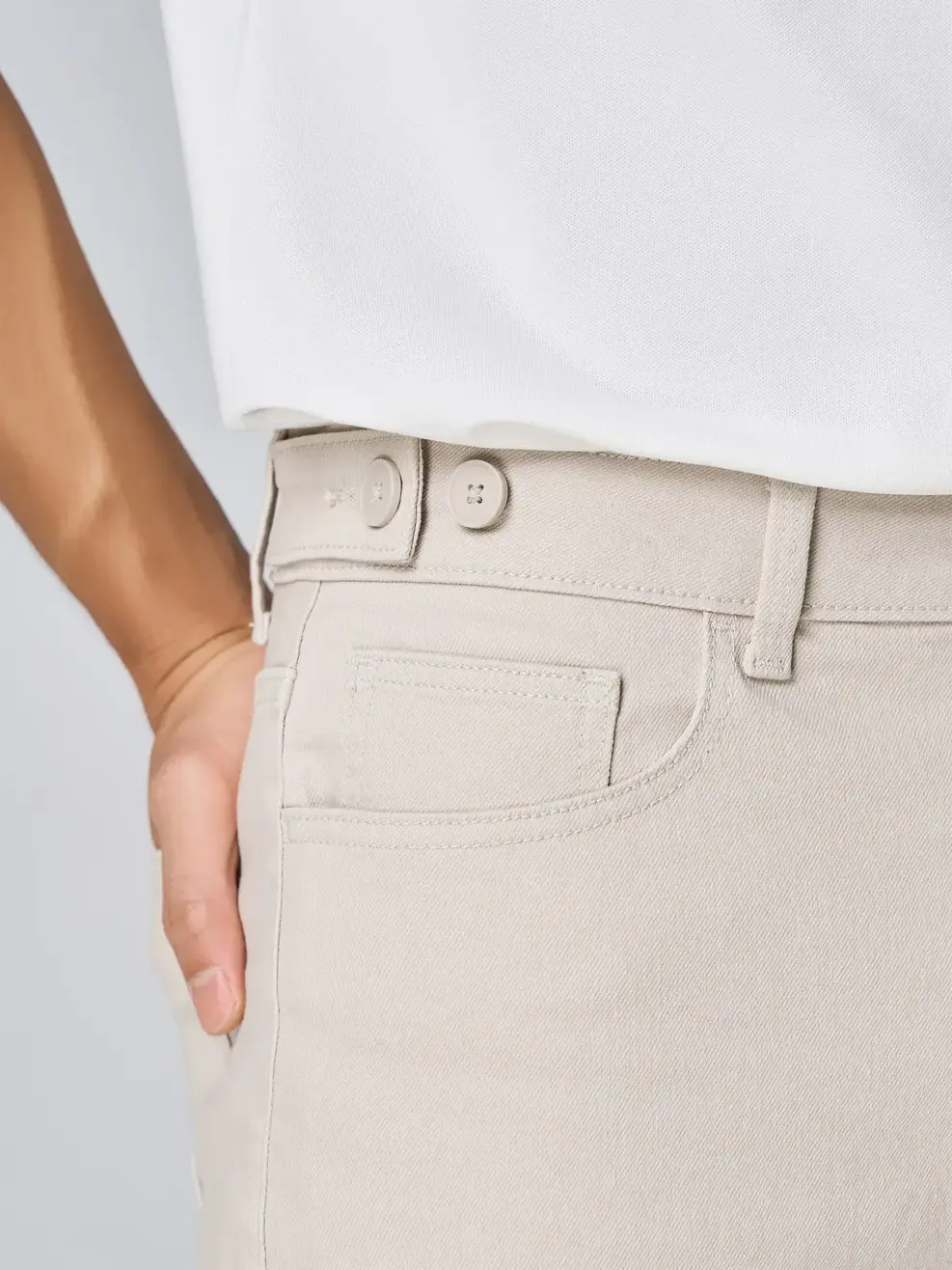 Quần Short Jeans Nam Cạp Phối Cúc - Be 008 - 28