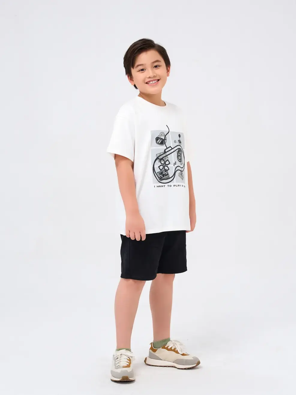 T-shirt kid bé trai lớn in play game 2 - Trắng - 12