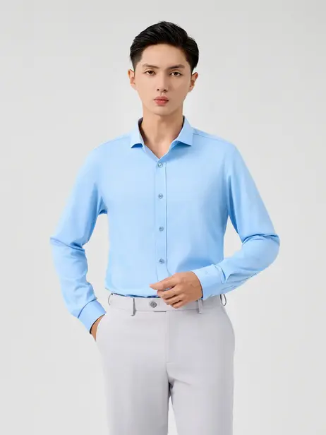 Sơ mi tay dài nam cổ ngang