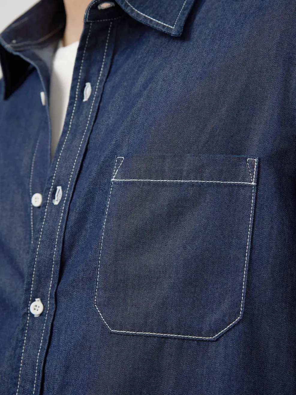 Áo Sơ Mi Jeans Nam Túi Ngực - Màu chàm 001 - L