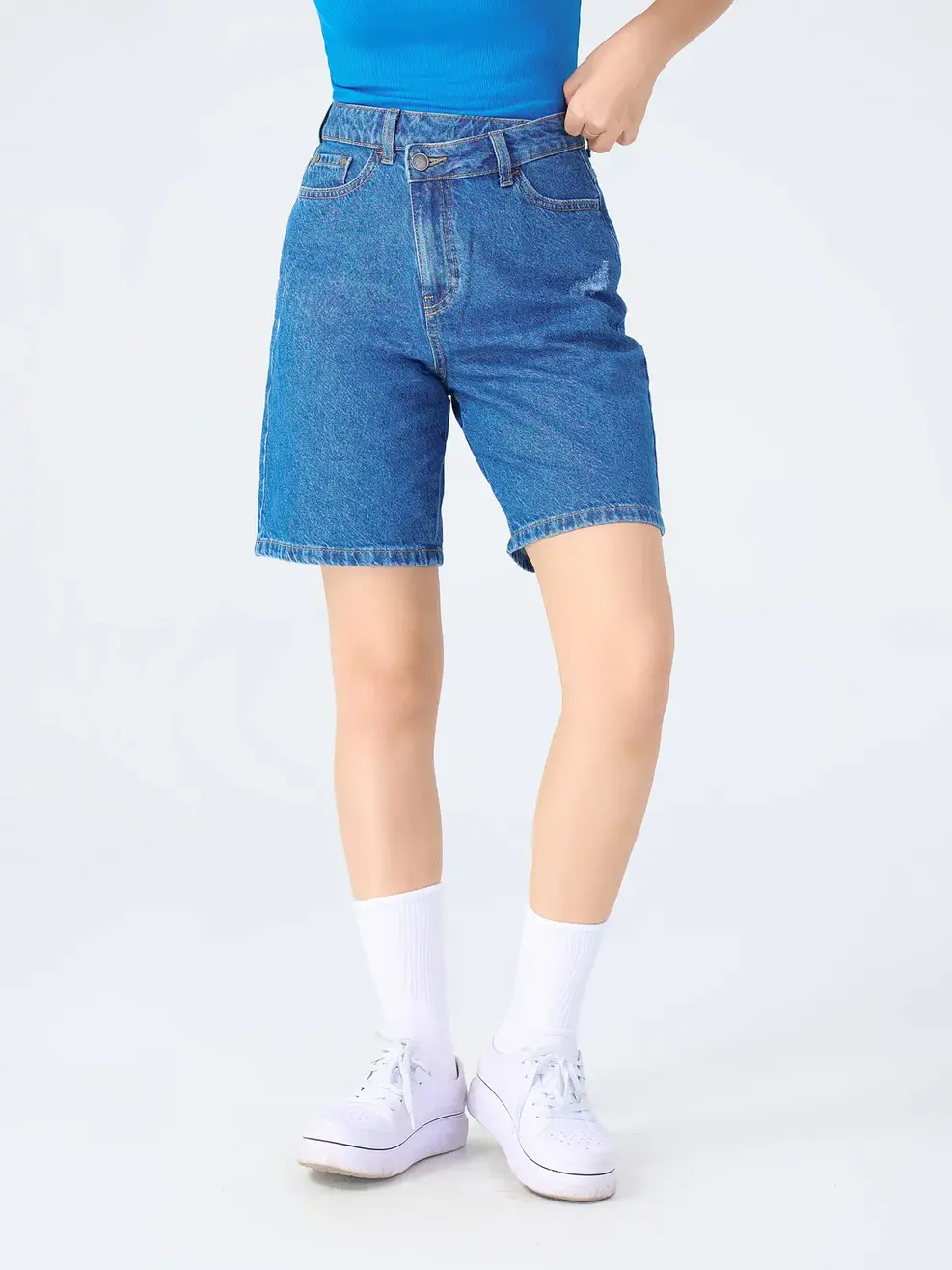 Sooc Jean Nữ Ống Suông Cạp Chéo - Xanh đậm - 25