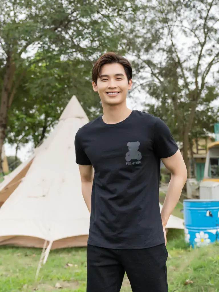 Áo thun nam in gấu fighting - Đen - L