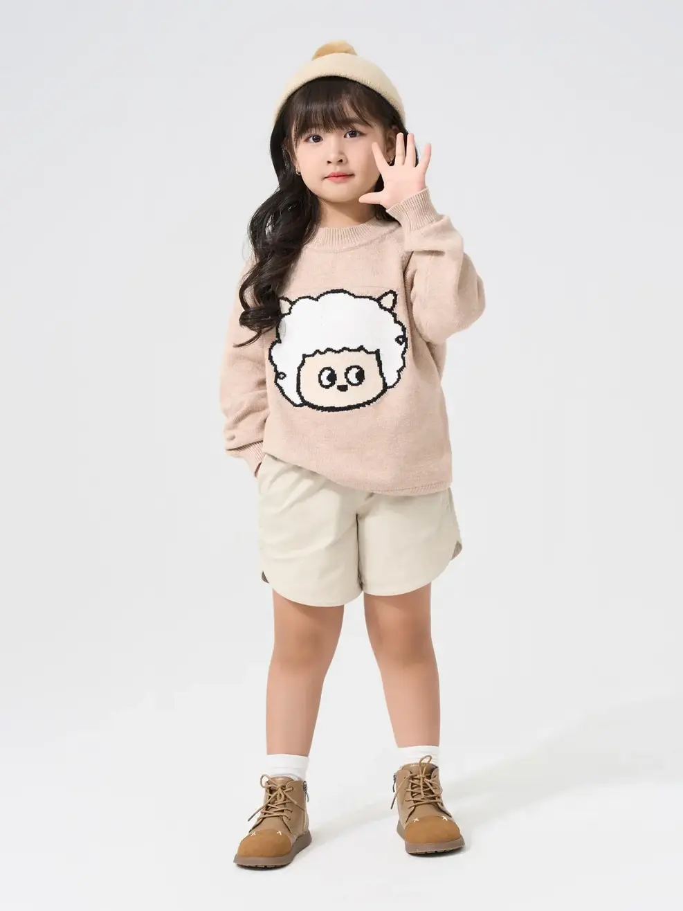 Áo Len Trẻ Em Cừu Vui Vẻ - Nâu - 2-3