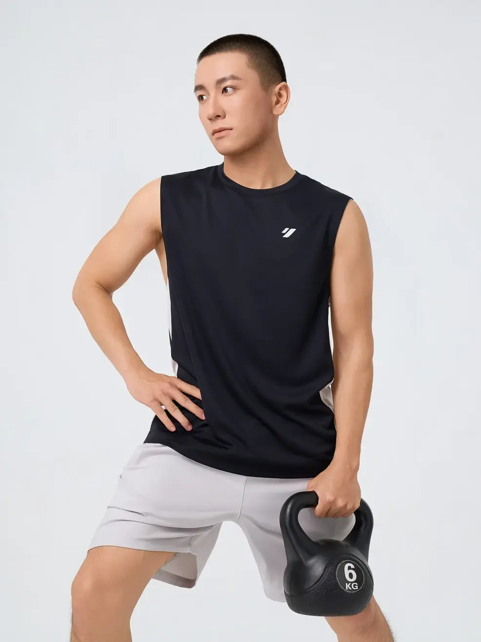 Áo Ba Lỗ Thể Thao Vai Chờm Phối Sườn - ĐEN 002 - M