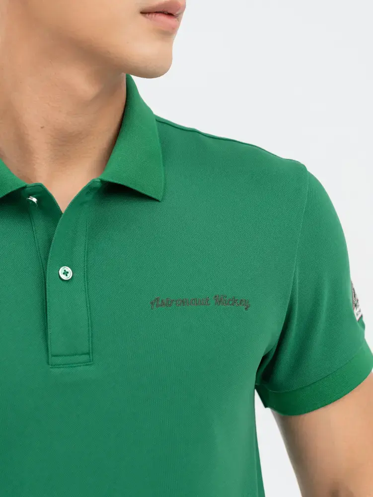 Polo Nam Cafe Dệt Tổ Ong Mickey Phi Hành Gia - Xanh Lá - M