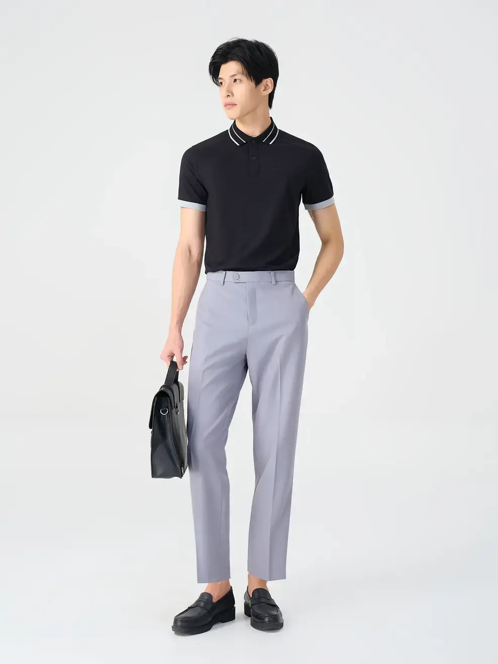 ÁO POLO NAM CAN VAI TÚI CƠI - Đen - M