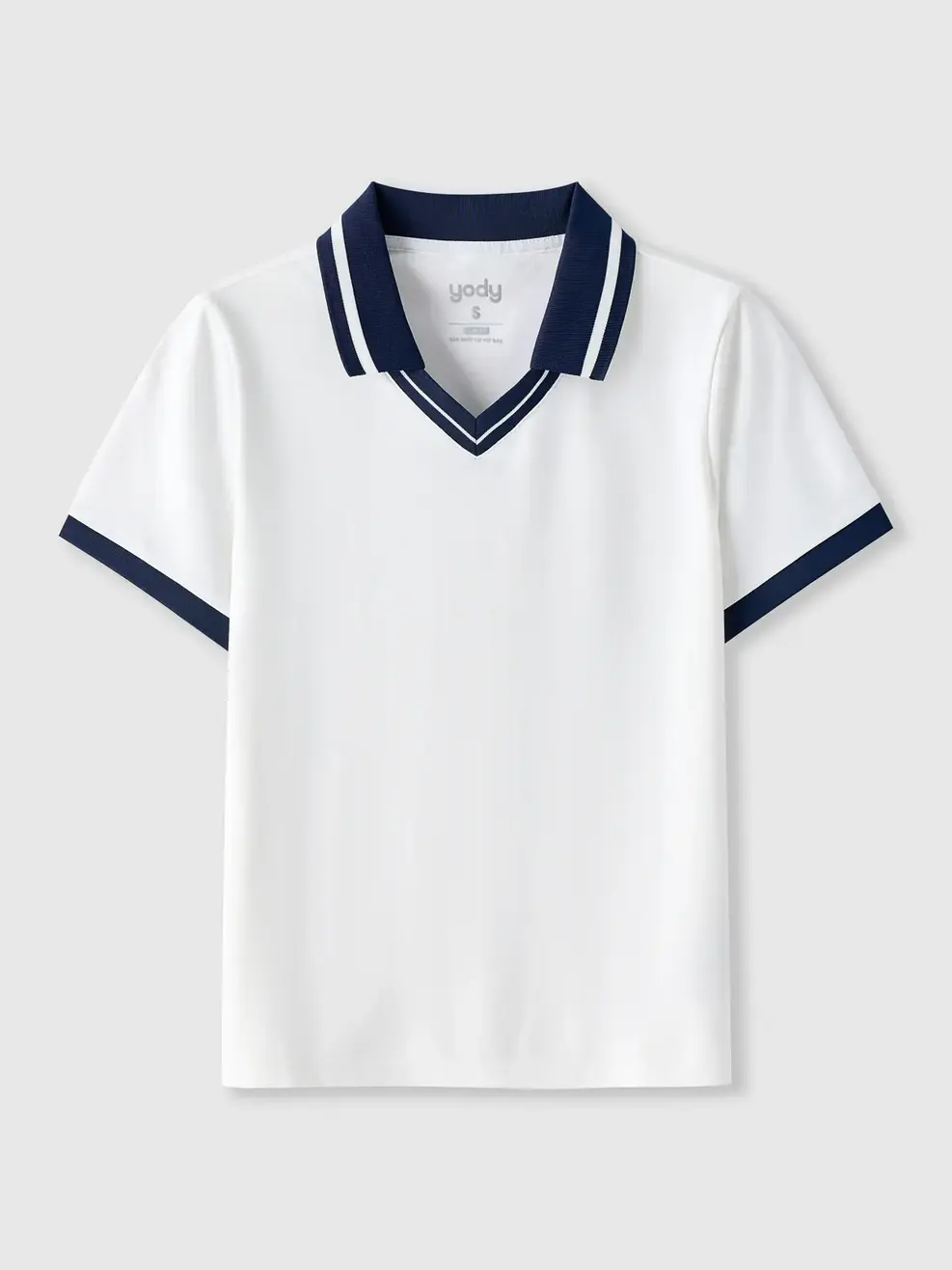 Áo Polo Nữ Slimfit Cổ V Phối Màu - Trắng 001 - S