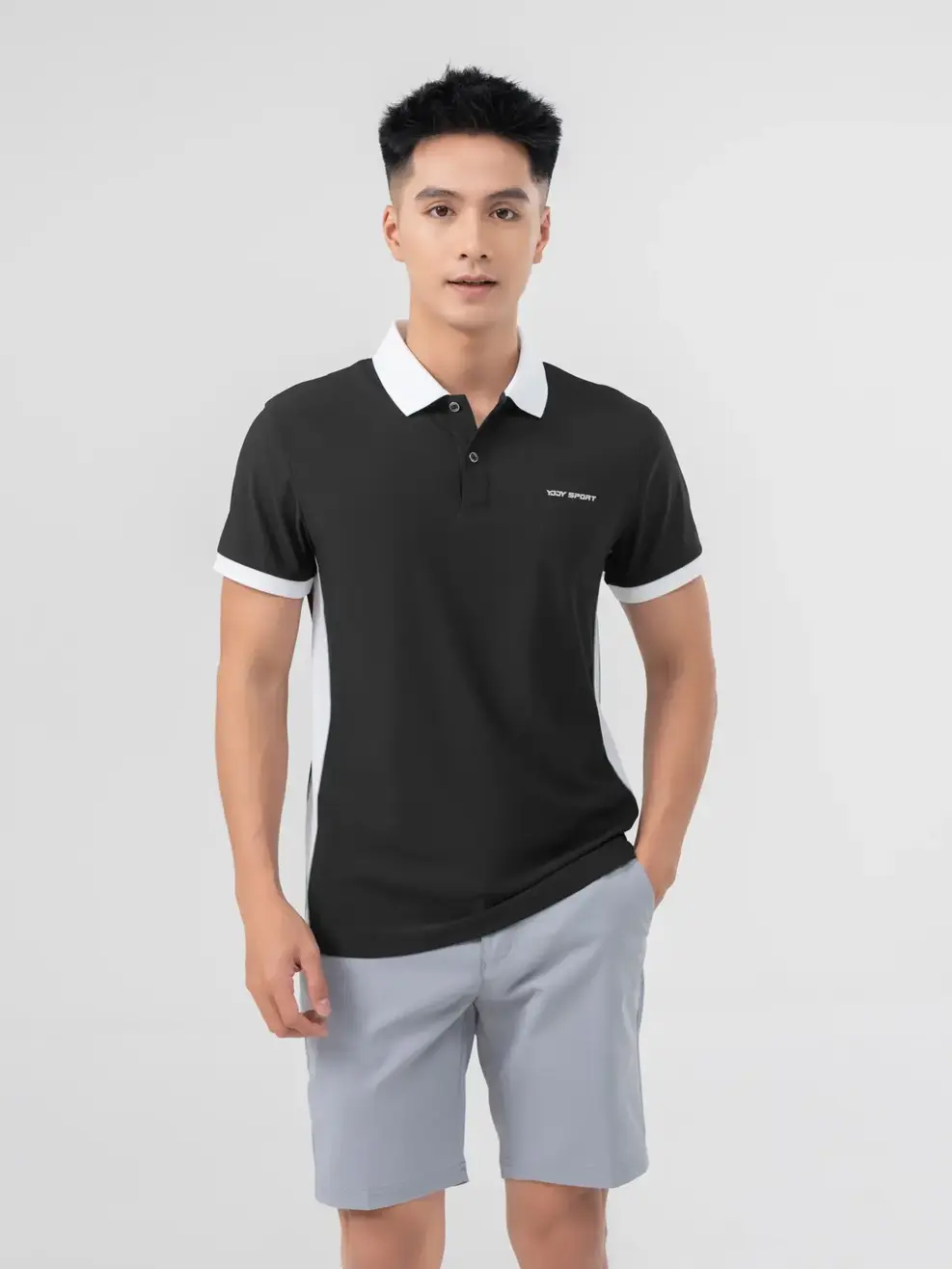 Áo Polo Thể Thao Nam Airycool Lé Sườn Phối Màu ( SAM7043 ) - Đen 001 - M