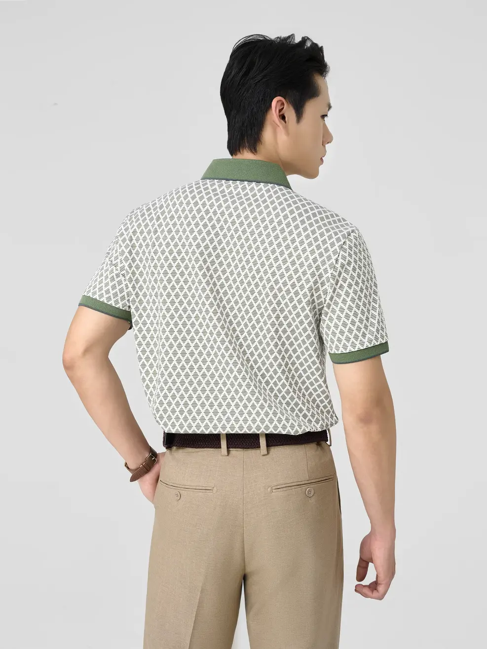 Áo Polo Nam Slim Họa Tiết In Tràn - Hoạ Tiết Xanh Lá 064 - S