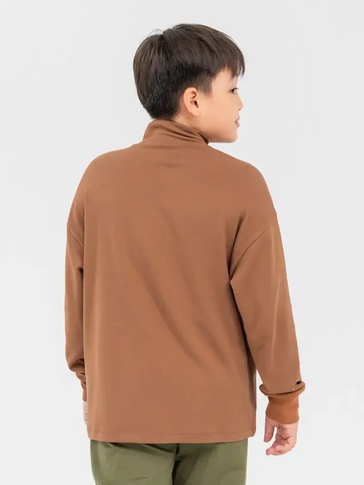 Áo Thun Kid Lớn Cổ 3cm Túi Trước Ngực - Nâu - 10