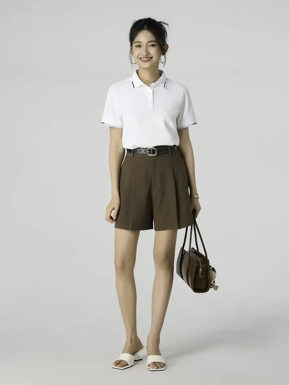 Áo Polo Nữ Bo Phối Màu - Trắng 001 - XS