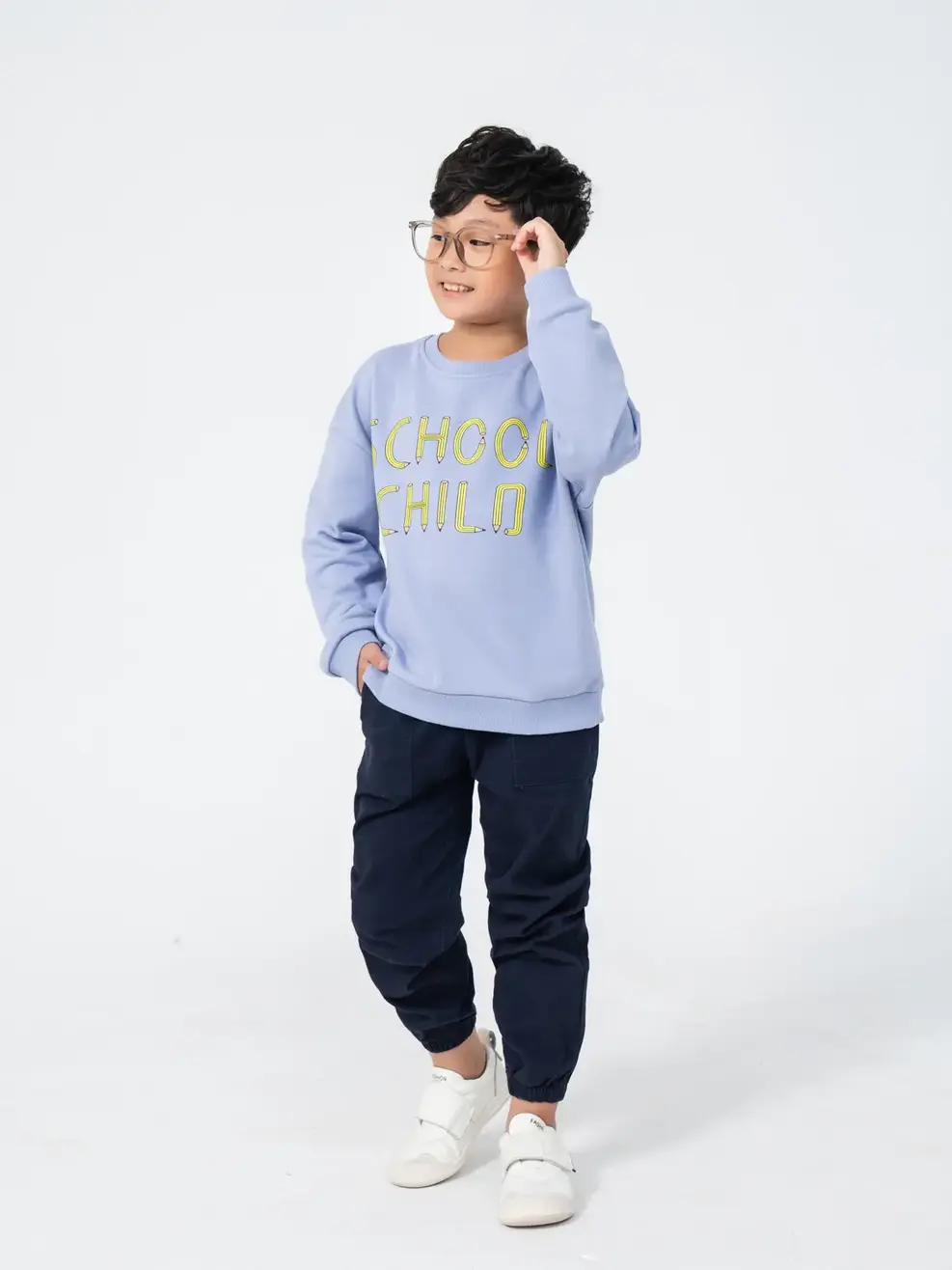Áo nỉ kid lớn in School child - Tím - 10