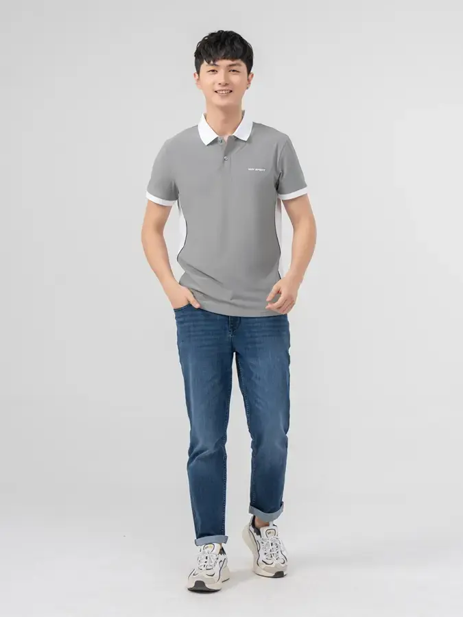 Polo Thể Thao Nam Airycool Lé Sườn Phối Màu - Ghi - M