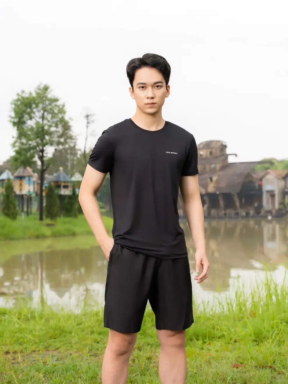 bộ đồ nam running - Đen - M