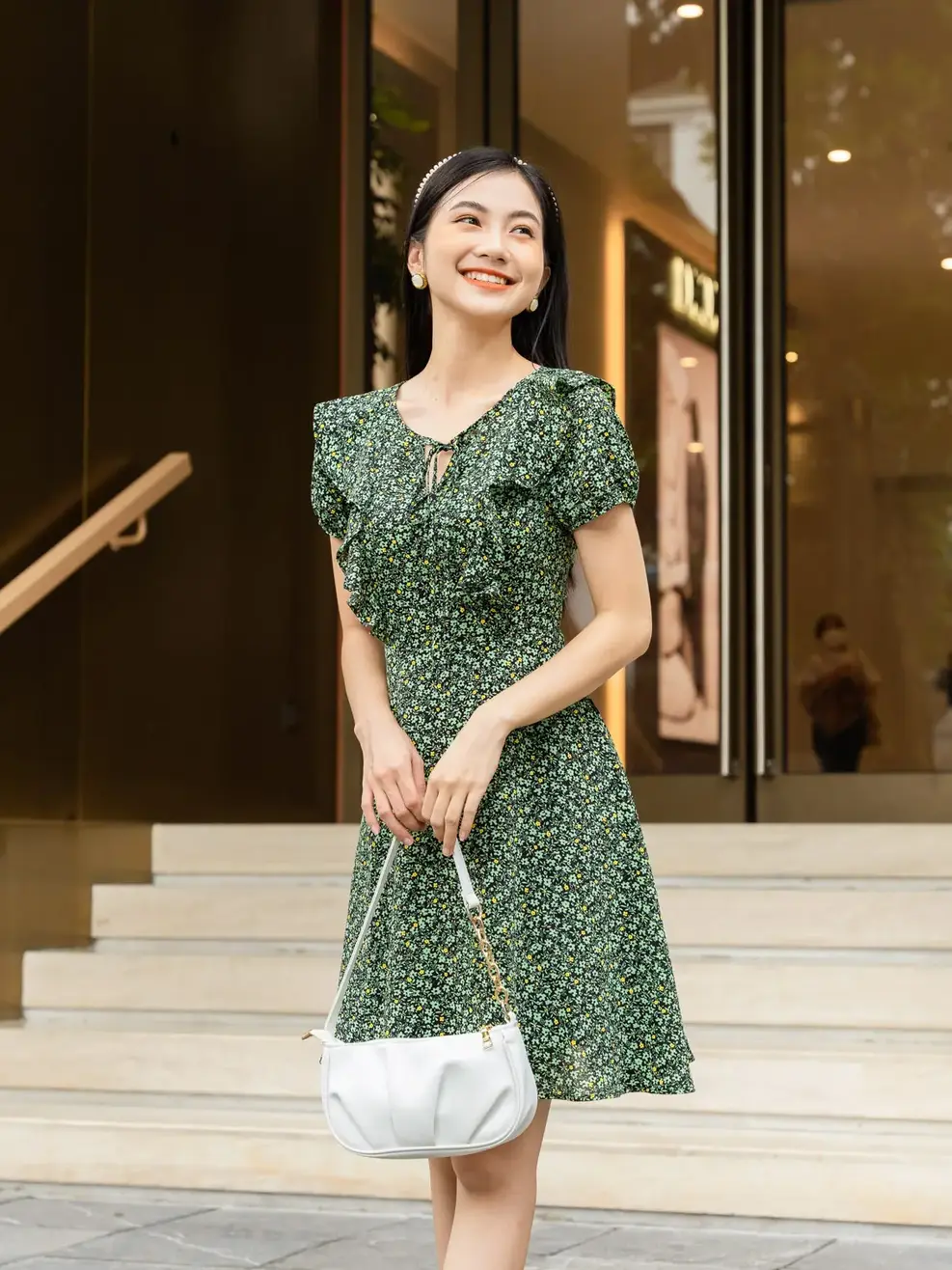 Váy nữ xoè bèo thân - Xanh - S