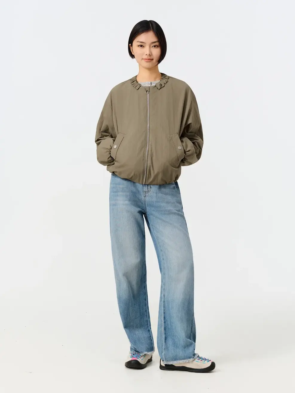 Áo Khoác Gió Nữ Cổ Tròn -  Nâu 251 - S