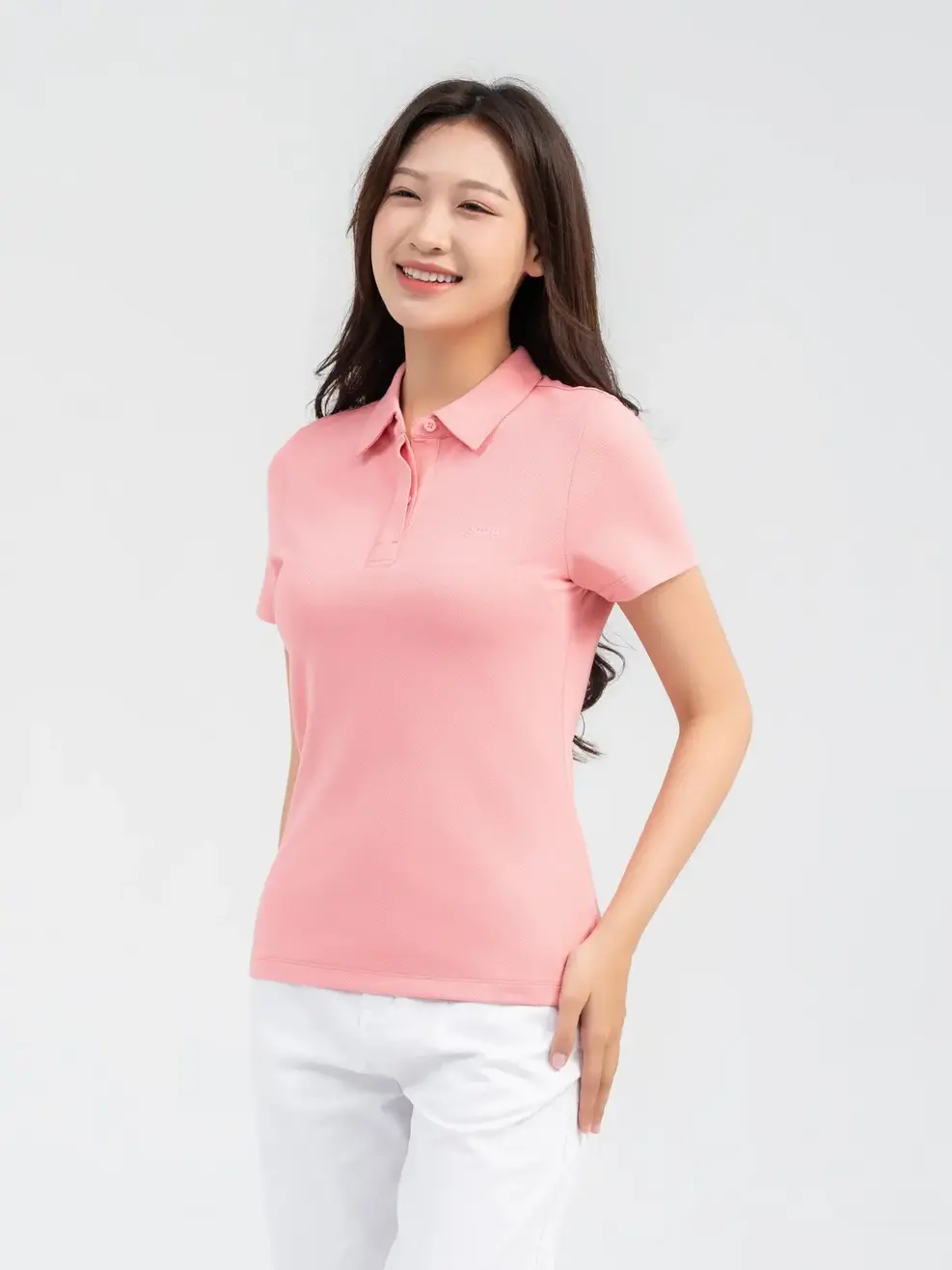 Polo Nữ Cafe Nẹp Giấu Cúc - Hồng - S