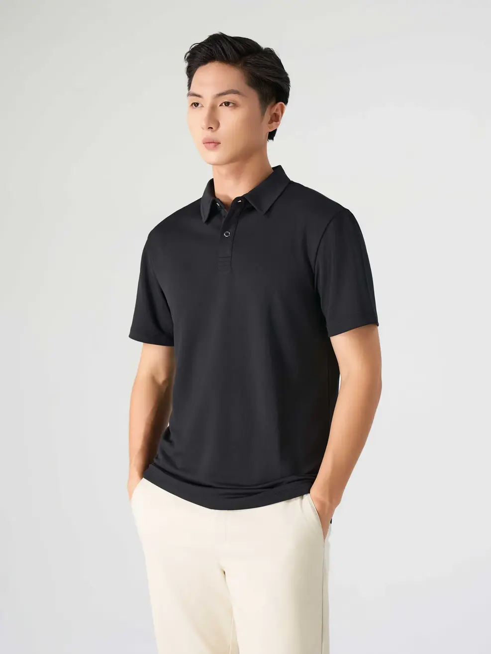 Polo Nam Yody Sport Cầu Vai Thân Sau - Đen - M