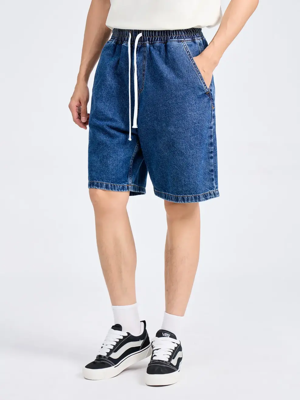 Sooc Jean Nam Dáng Suông Cạp Chun - Xanh đậm - 28