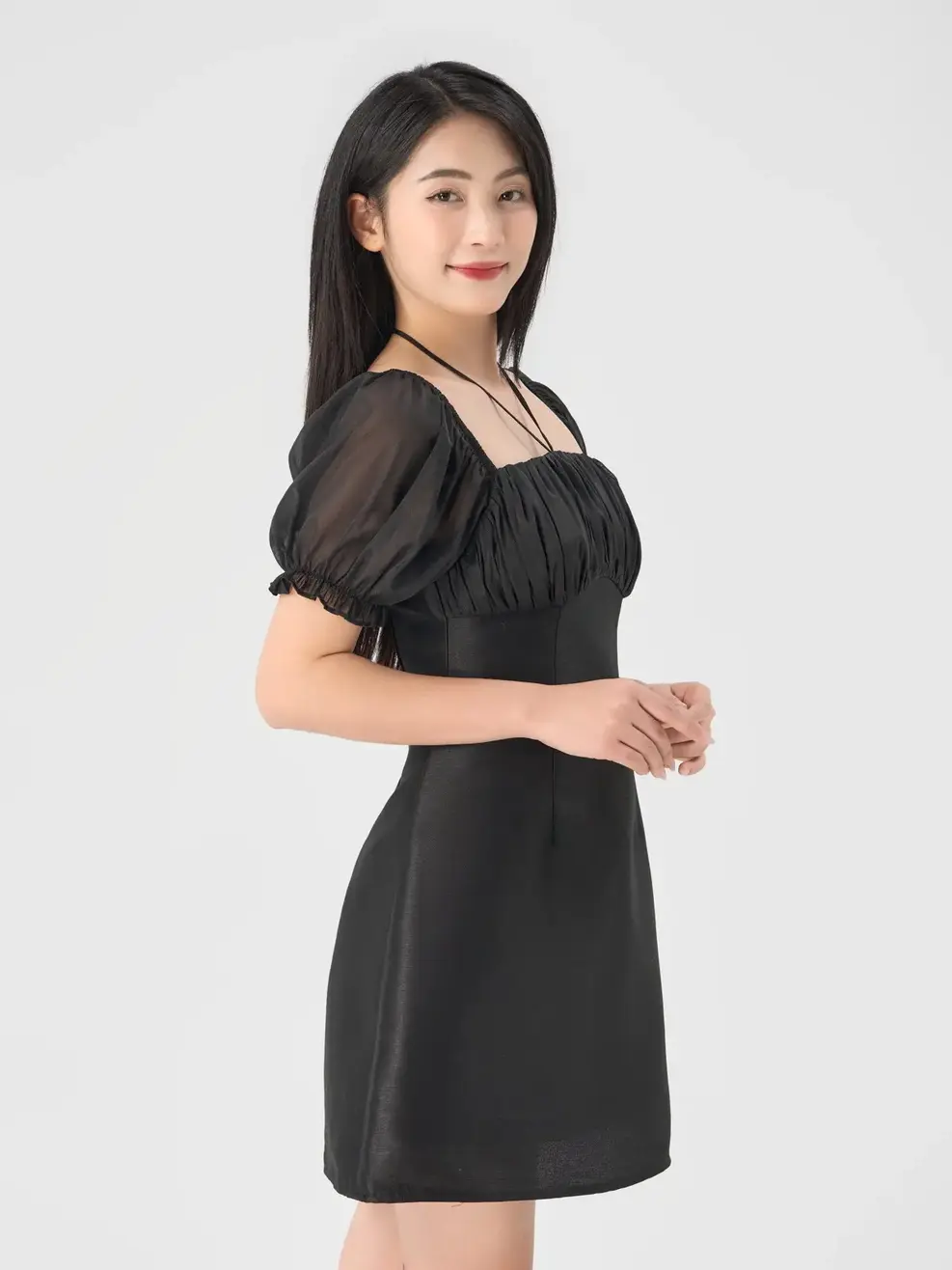 Đầm Tiệc Nữ Nhún Ngực - Đen - S