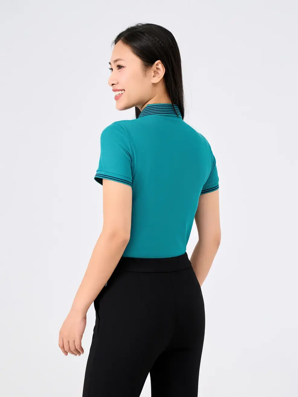 Polo Nữ Phối Màu Bo 02 - Xanh mint - S