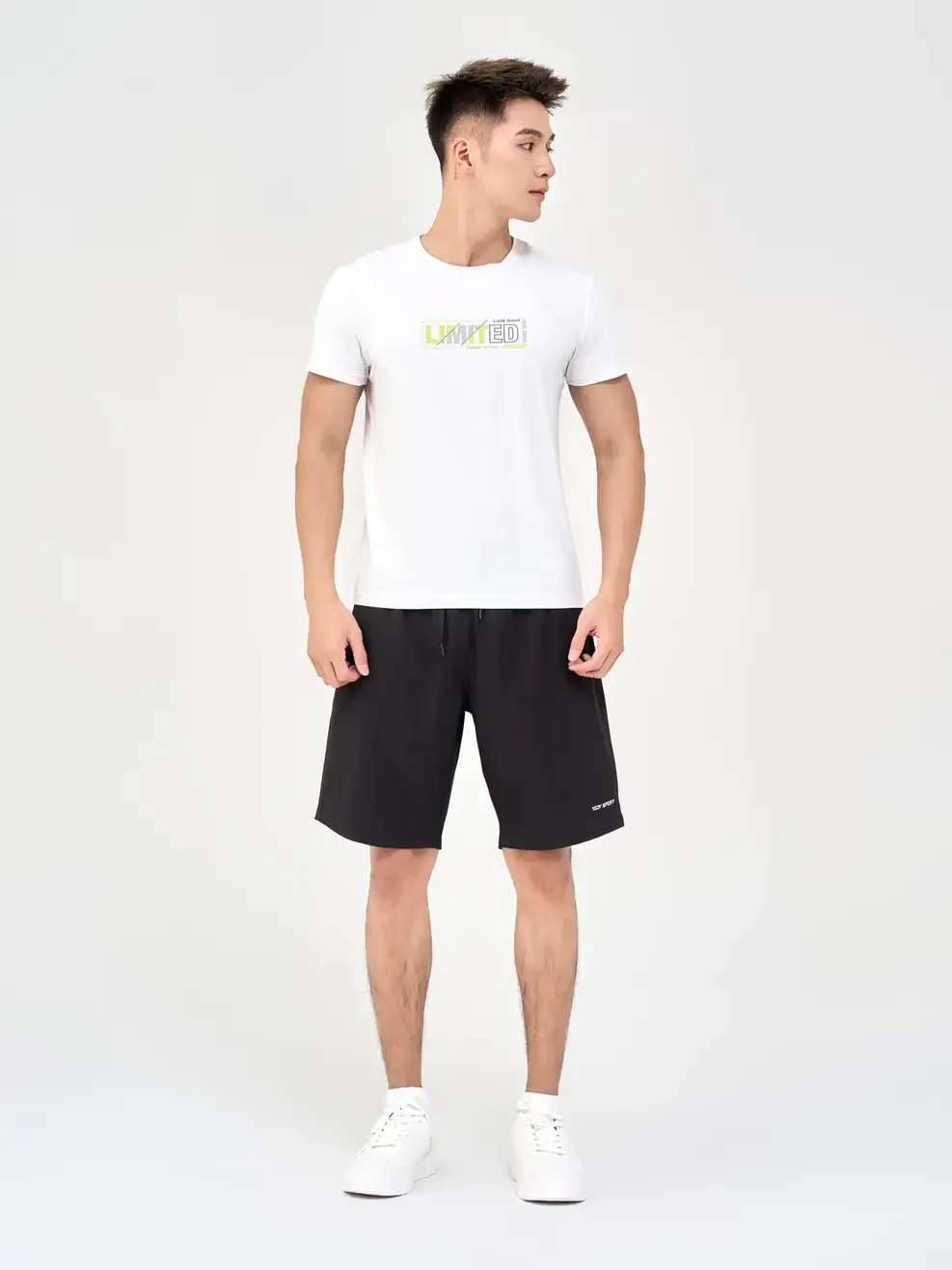 T- Shirt Nam Thể Thao In Ngực Limited - Trắng - M