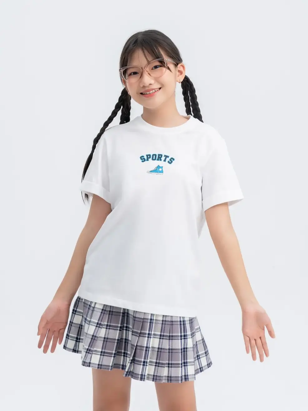 T-shirt Kid Lớn In Giày Sport - Trắng - 10