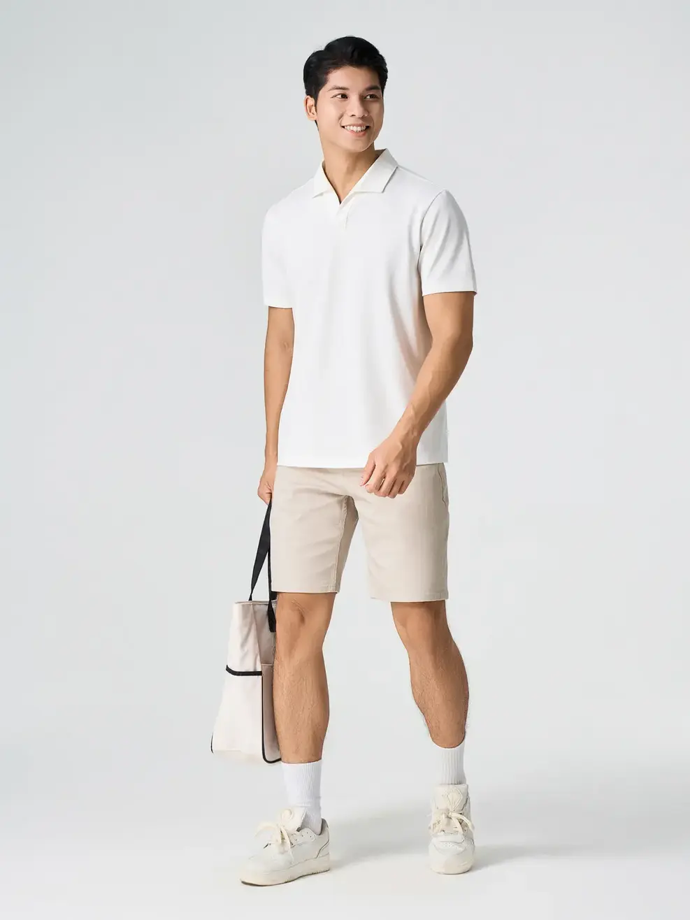 Quần Short Jeans Nam Cạp Phối Cúc - Be 008 - 28