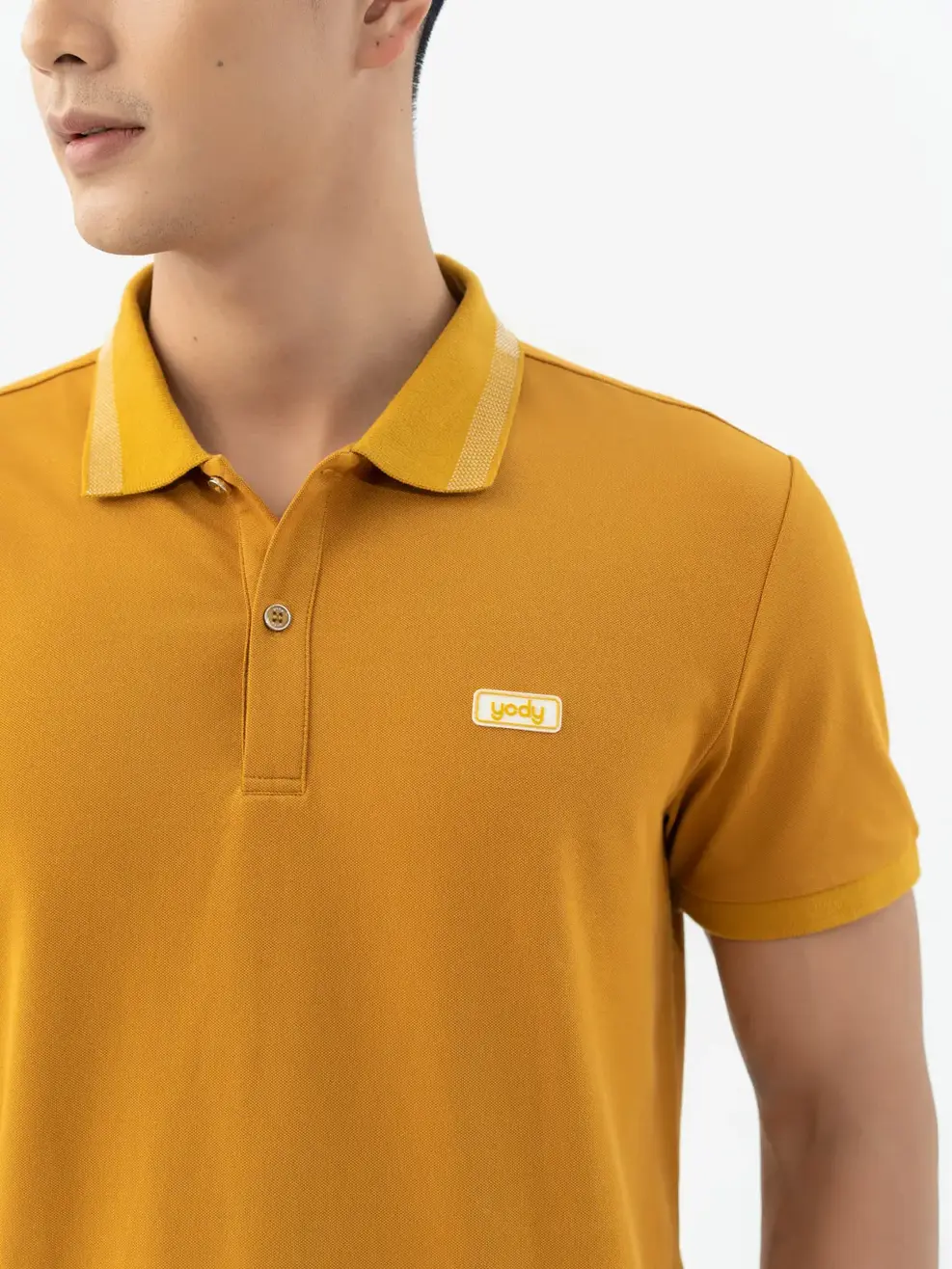 Áo Polo Nam Mắt Chim Phối Bo - Vàng - 2XL
