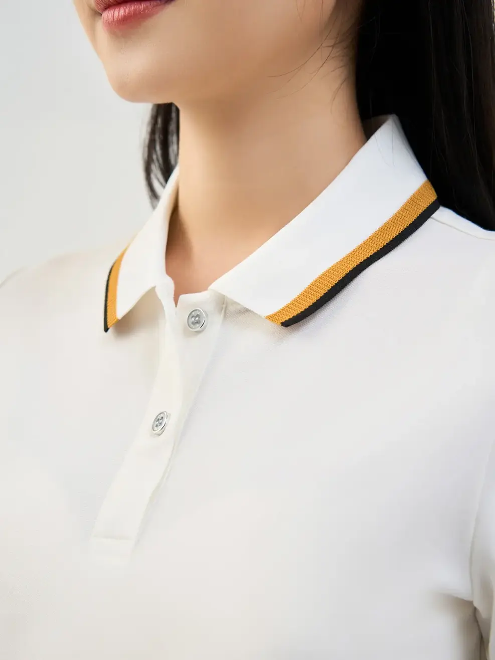 Áo Polo Nữ Mắt Chim Bo Hiệu Ứng Dệt Nổi - Trắng - S