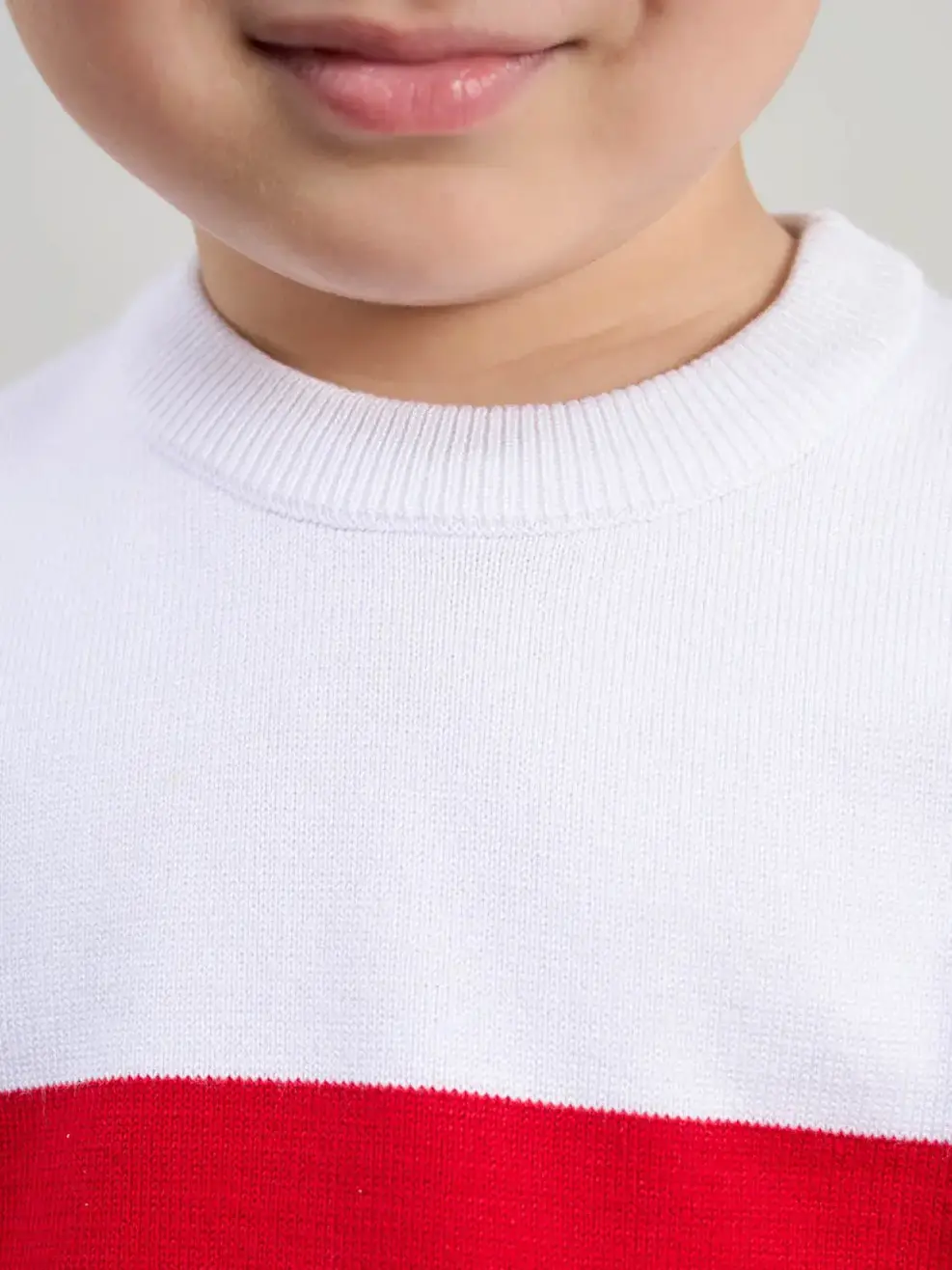 Áo len kid phối ngang - Xanh than phối đỏ - 6