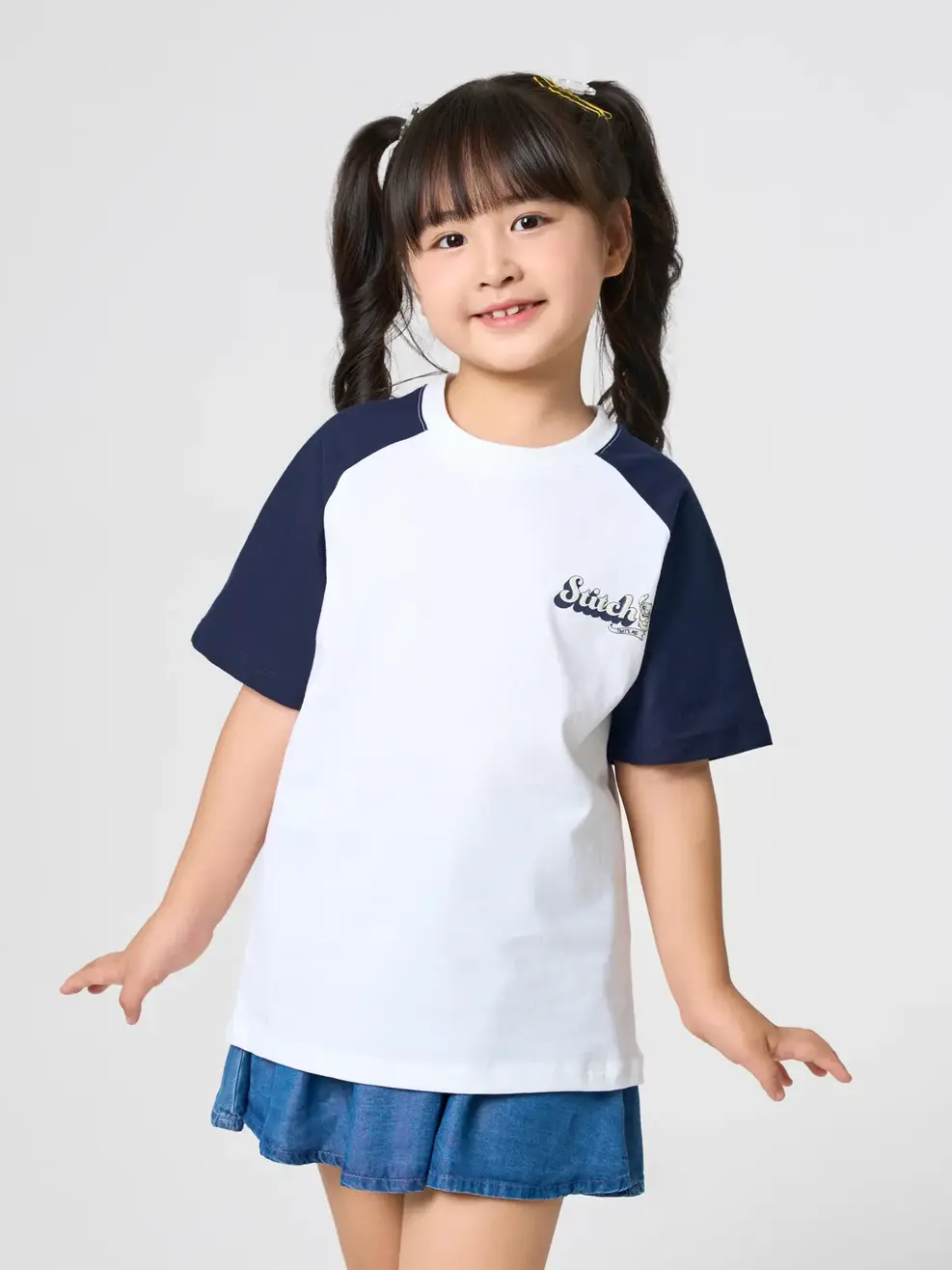 Áo Phông Tay Raglan Sun Sea Stitch - Trắng 001 - 2-3