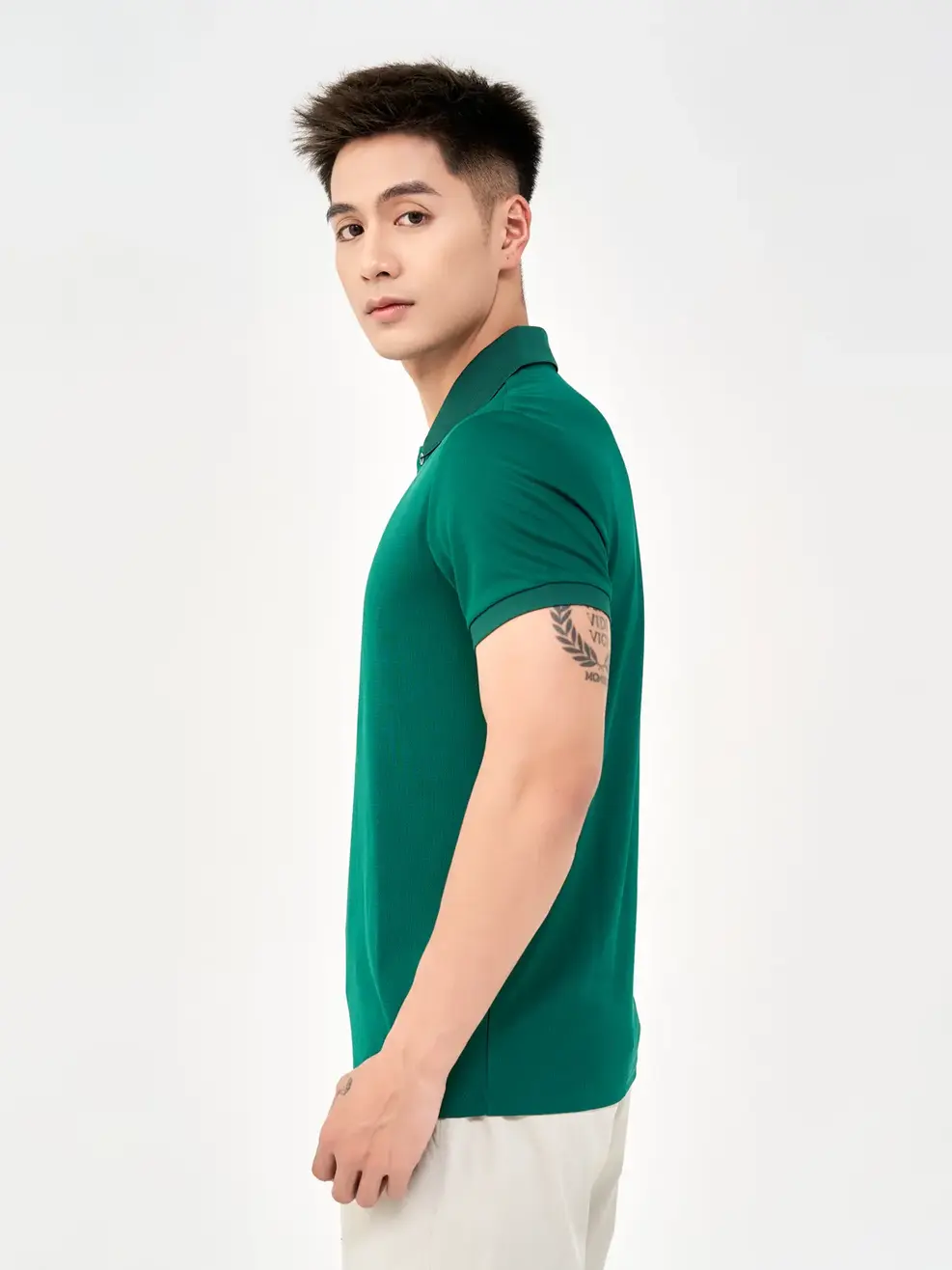 Polo Thể Thao Nam In Vai Phản Quang - Xanh rêu - M