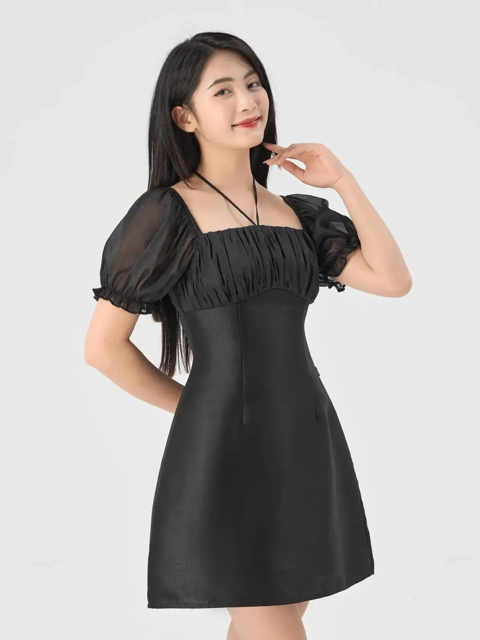 Đầm Tiệc Nữ Nhún Ngực - Đen - S