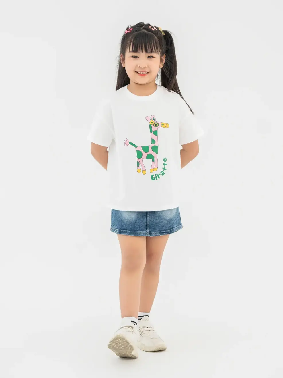 T-shirt Kid Bé In Hươu Cao Cổ - Trắng - 2