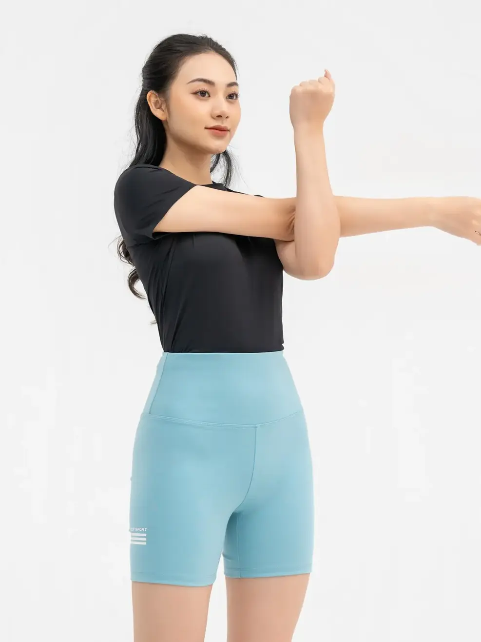 Quần Thể Thao Nữ In Kẻ Ngang - Xanh ngọc - S