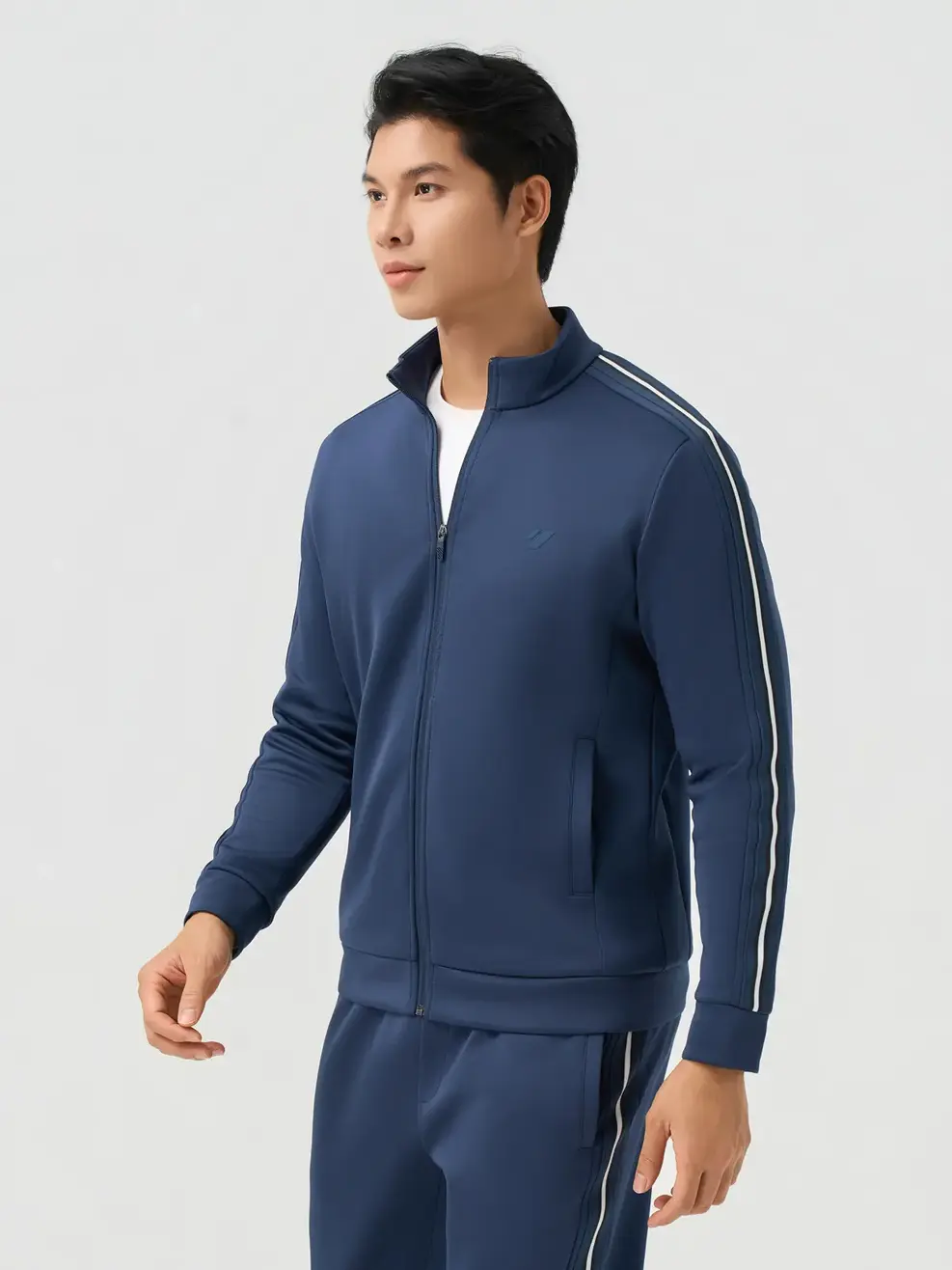 Bộ Đồ Nỉ Nam Thể Thao Phối Dây Dệt - Tím Than 009 - M