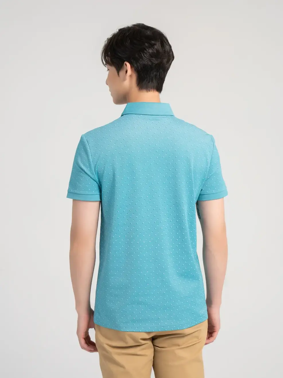 Áo Polo Nam Mắt Chim In Tràn Tam  Giác - Xanh ngọc - M