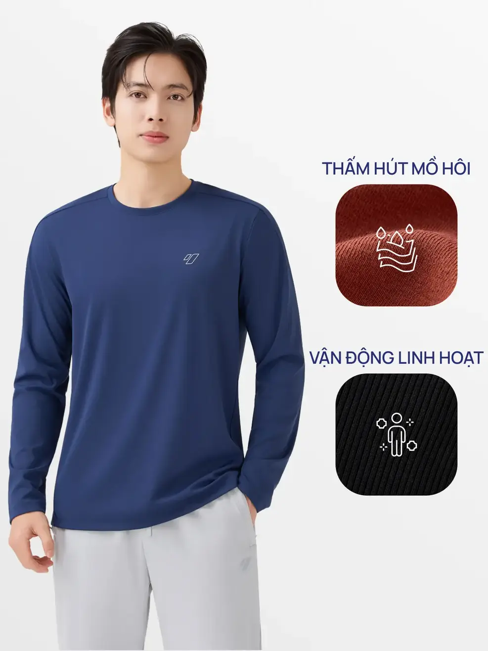 Áo Phông Nam Dài Tay Thể Thao Chiết Ly - Tím Than 009 - XL