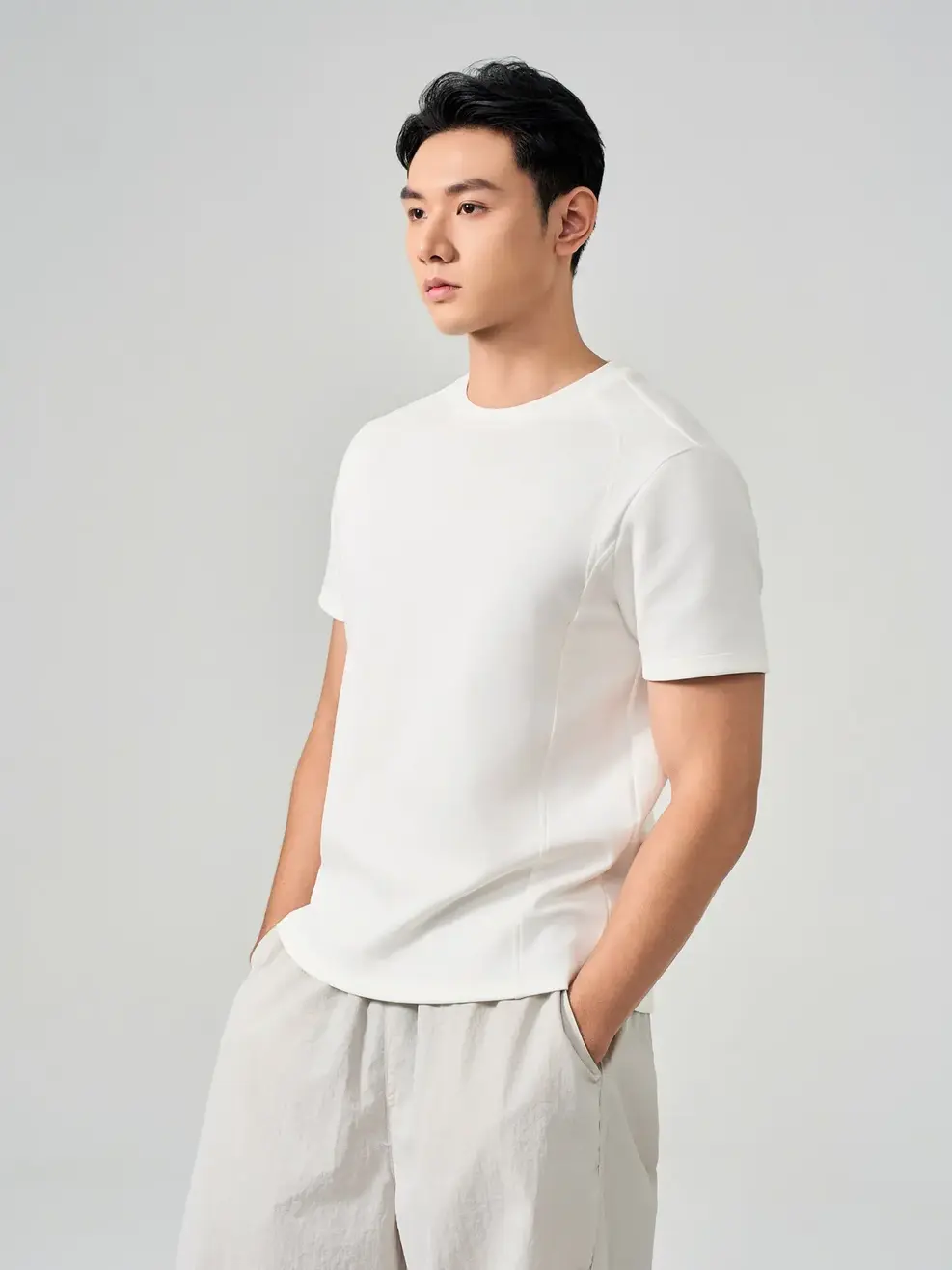 T-shirt Nam Regular Tay Raglan Giả - Trắng - M