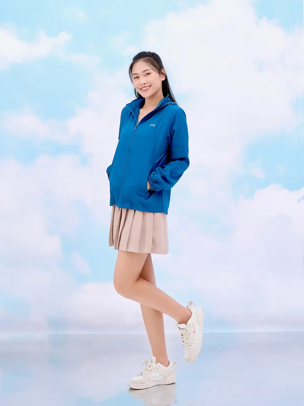 Áo khoác gió nữ trượt nước thông minh - Xanh than - S