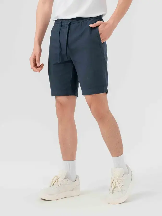 Quần Shorts Nam Đũi Cạp Chun Dây Rút ( QSM7005) - Navy 029 - 29